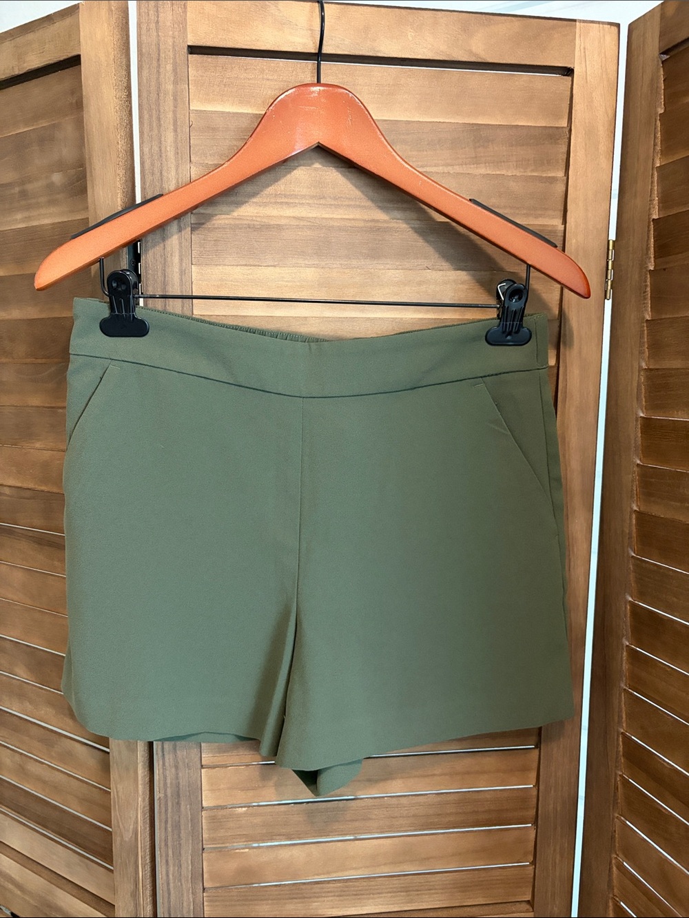 LOFT Olive Green High-Rise Tailored Shorts